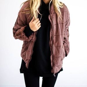Free people pink quilted jacket